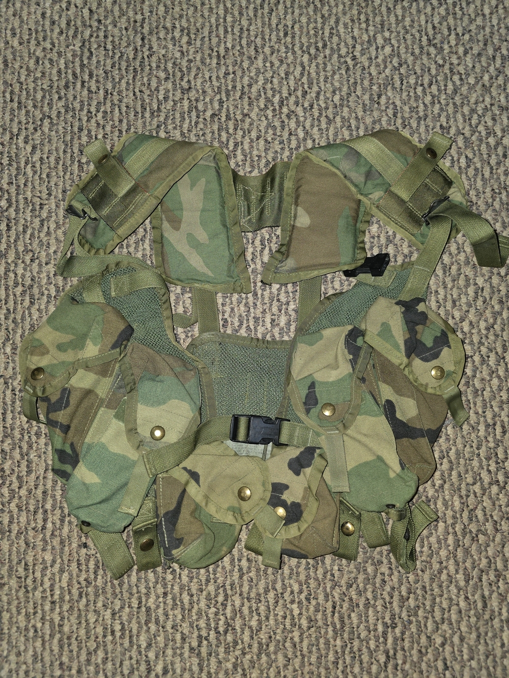 U.S. Army Woodland Camo Tactical Chest Rig Suspenders